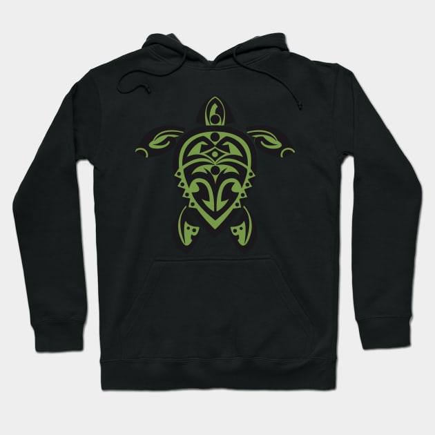 Black & Green Tribal Turtle Tattoo Hoodie by srwdesign